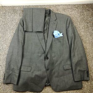Ralph Lauren Suit Wool Sharkskin 50R Natural Stretch Gray 42x31